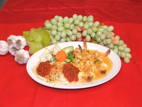 Gamberoni Al Brandy. Shimp in brandy sauce